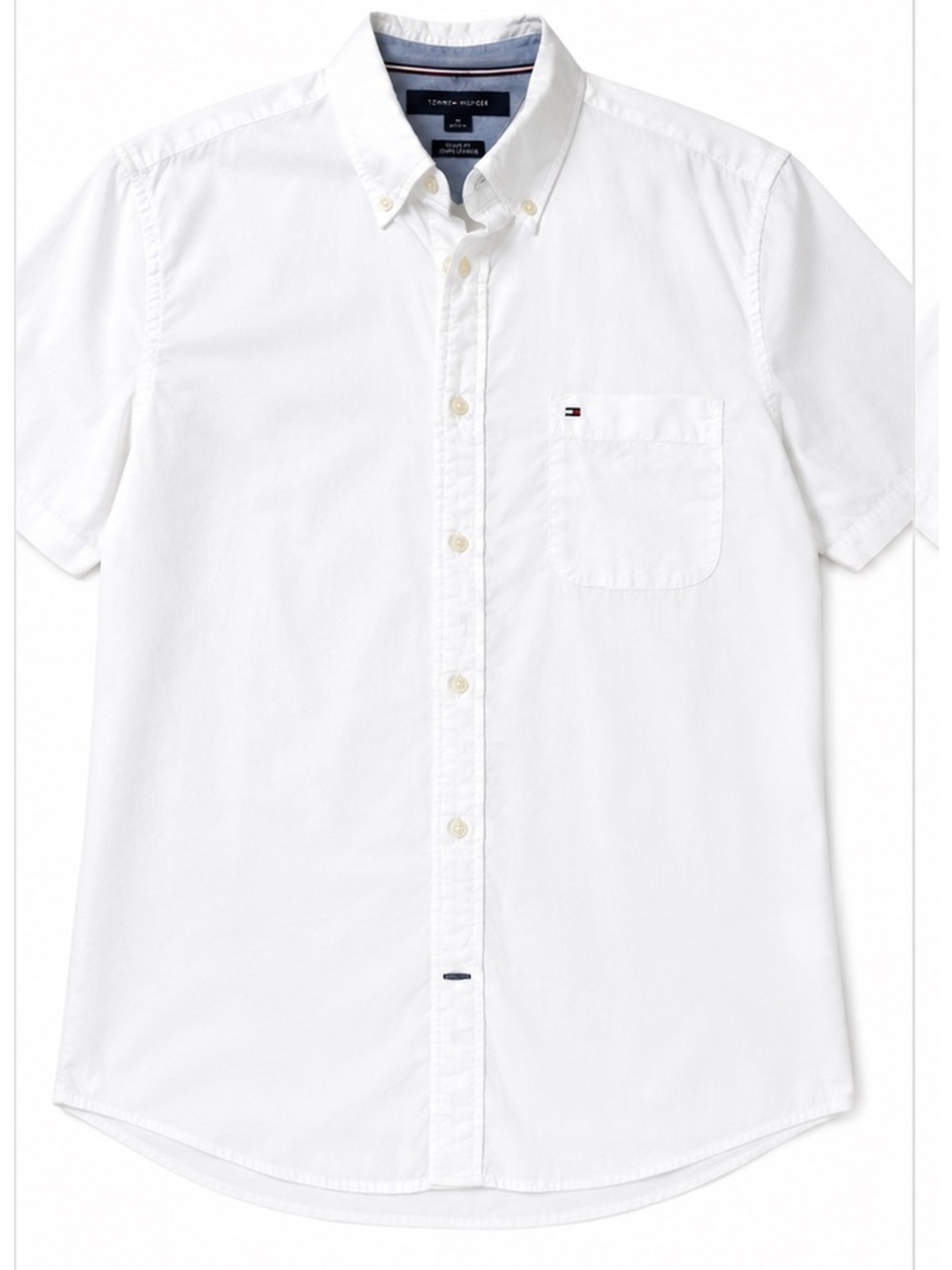Tommy Hilfiger White Short-Sleeve Button-Down Pocket Shirt